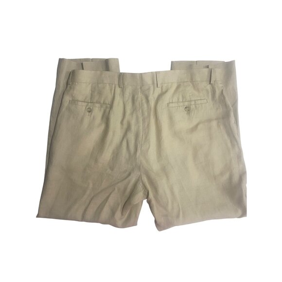 Pronto Uomo Platinum 100% Linen Dress Pants Mens Size 40 Beige Khaki Casual Busi - Picture 6 of 9